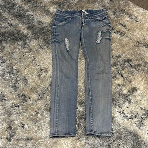 VIP Light Blue Distressed Straight Leg Jeans